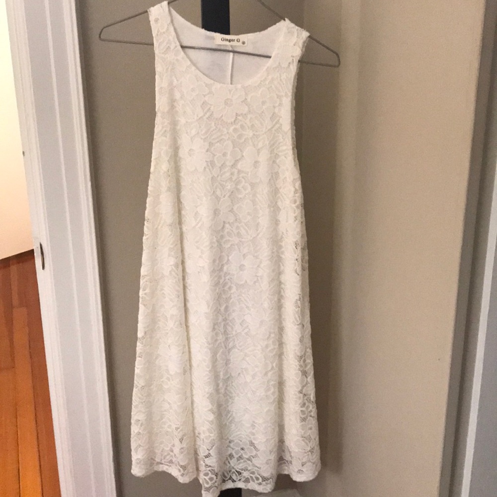 White flower lace dress